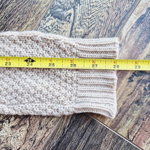 Loro Piana Made in Italy 100% Cashmere Cable Grid Knit Collar Cardigan Beige - Picture 14 of 15